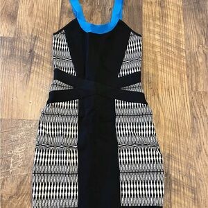 Guess by Marciano Black and Blue Bandage Dress